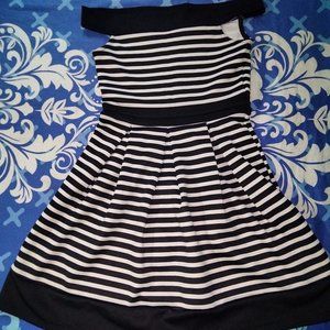 Black And White Striped Onepiece Dress 